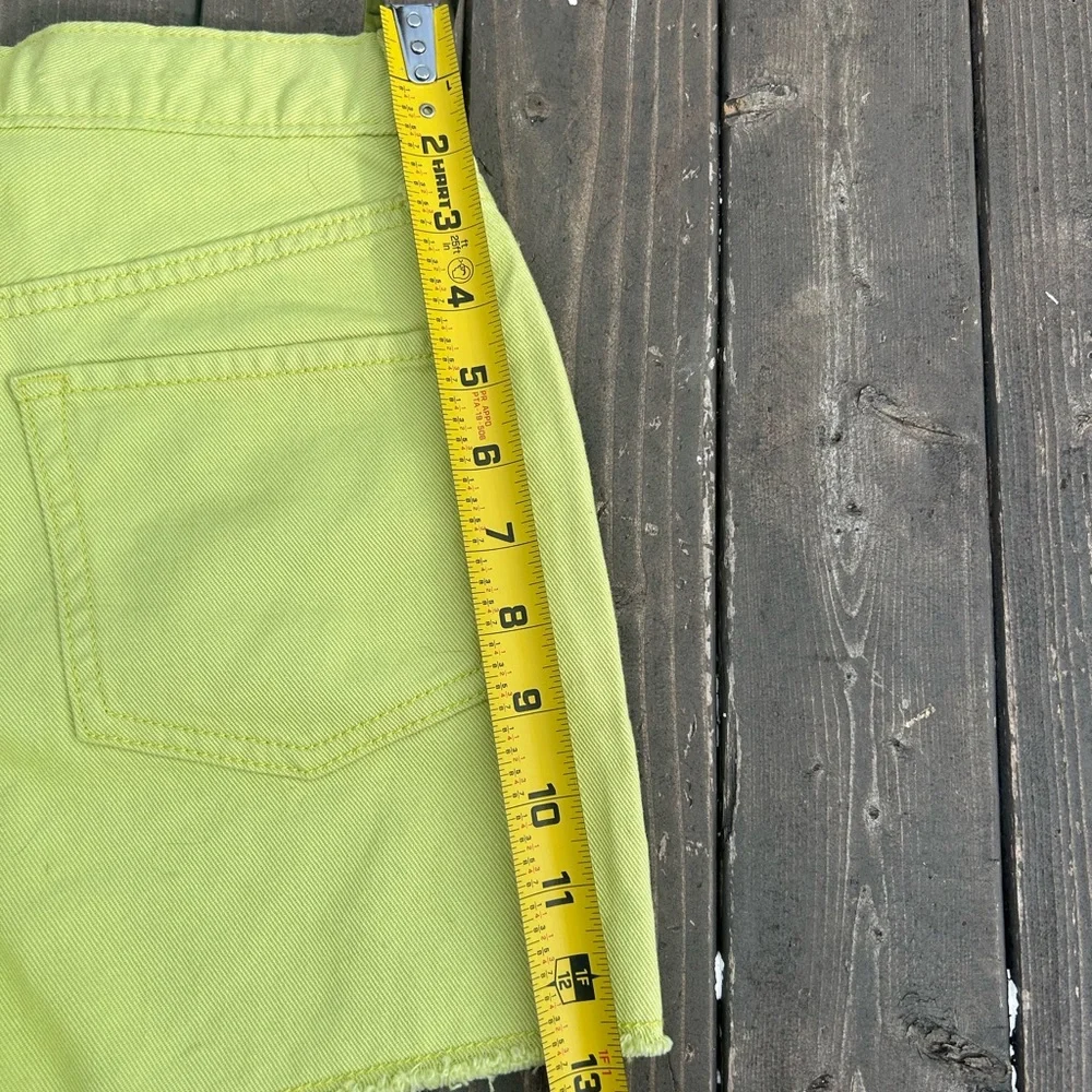 Old Navy Denim Frayed Hem Shorts Girls 14 Yellow Green Built‎ in Tough High Rise